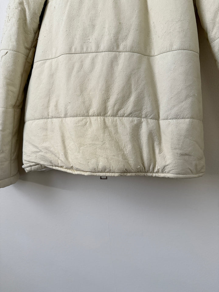 White Leather Puffer Jacket