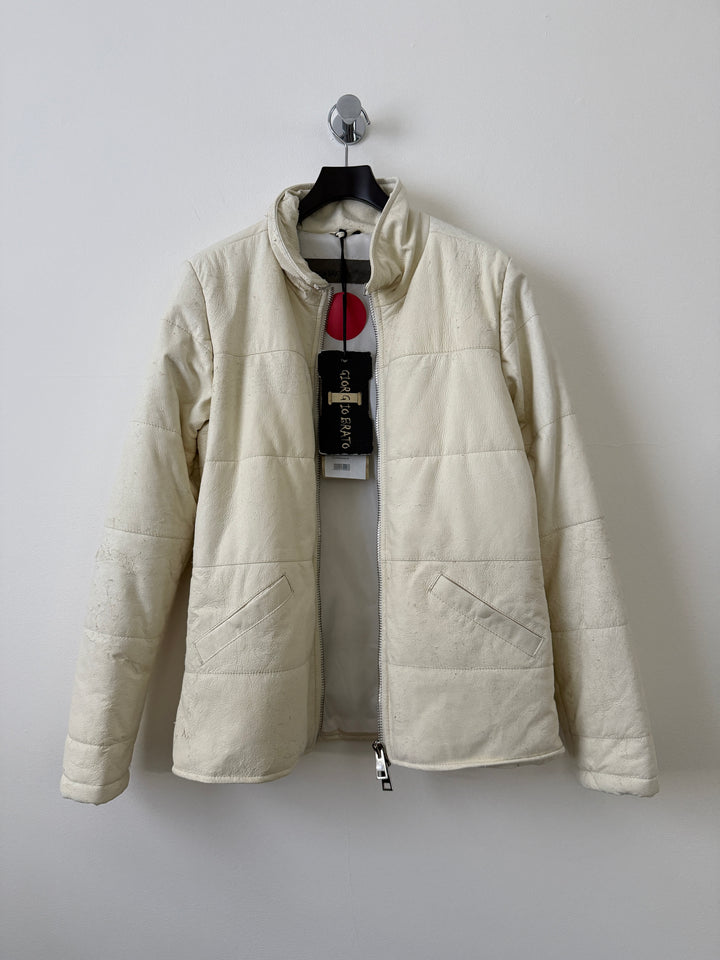 White Leather Puffer Jacket