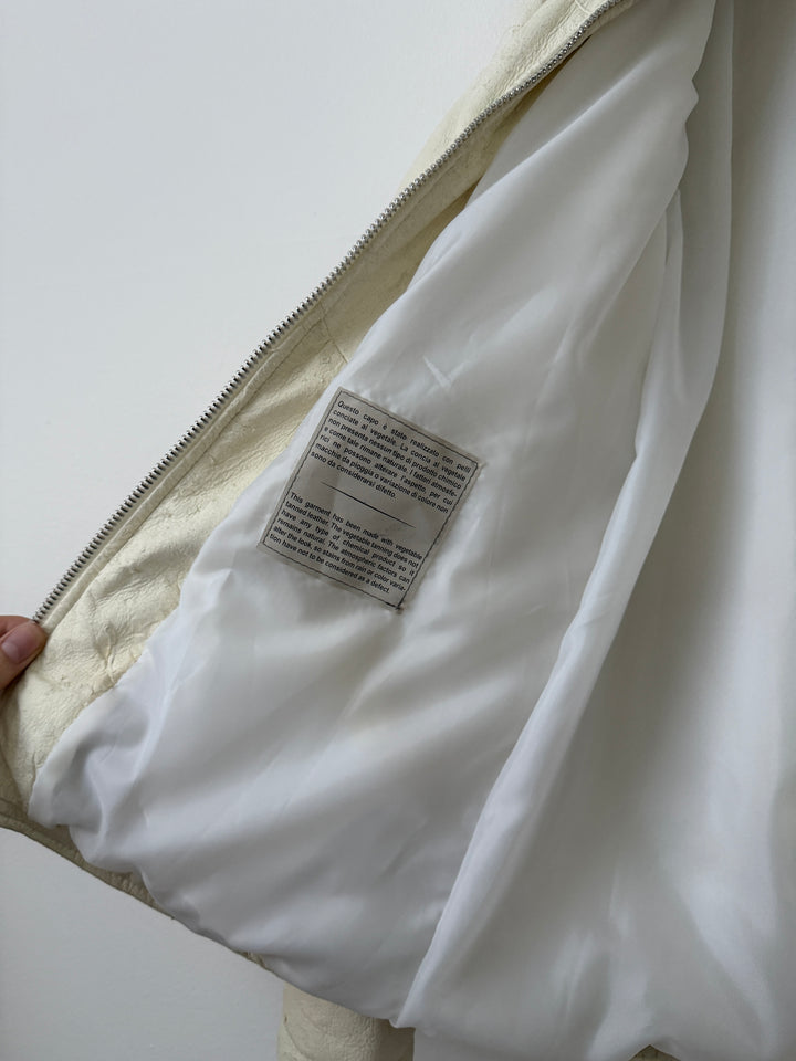 White Leather Puffer Jacket
