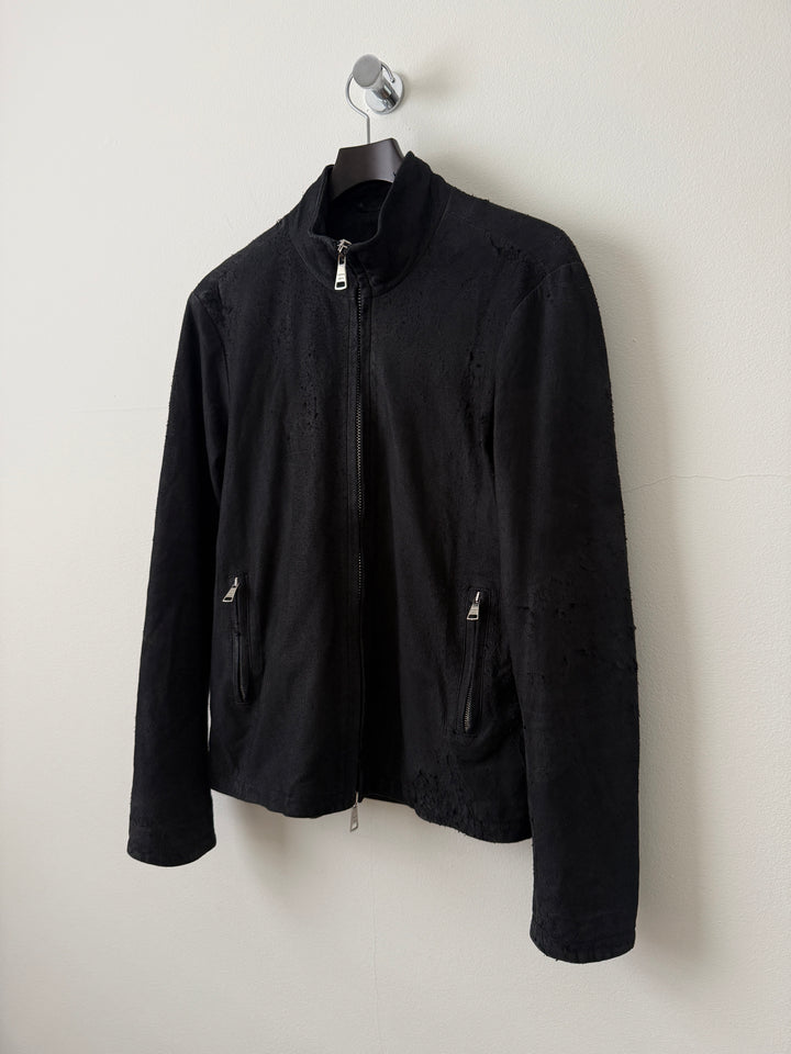 Blistered Leather Zip Up Jacket