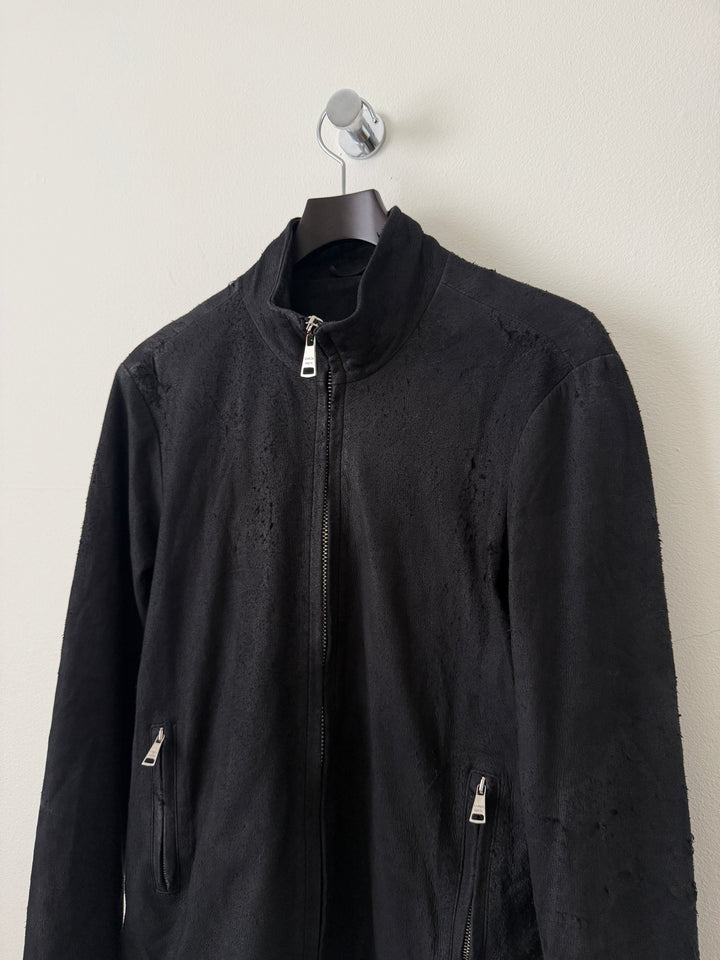 Blistered Leather Zip Up Jacket