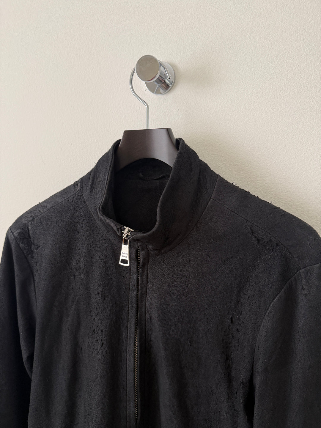 Blistered Leather Zip Up Jacket