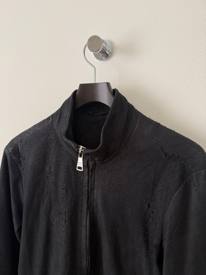 Blistered Leather Zip Up Jacket