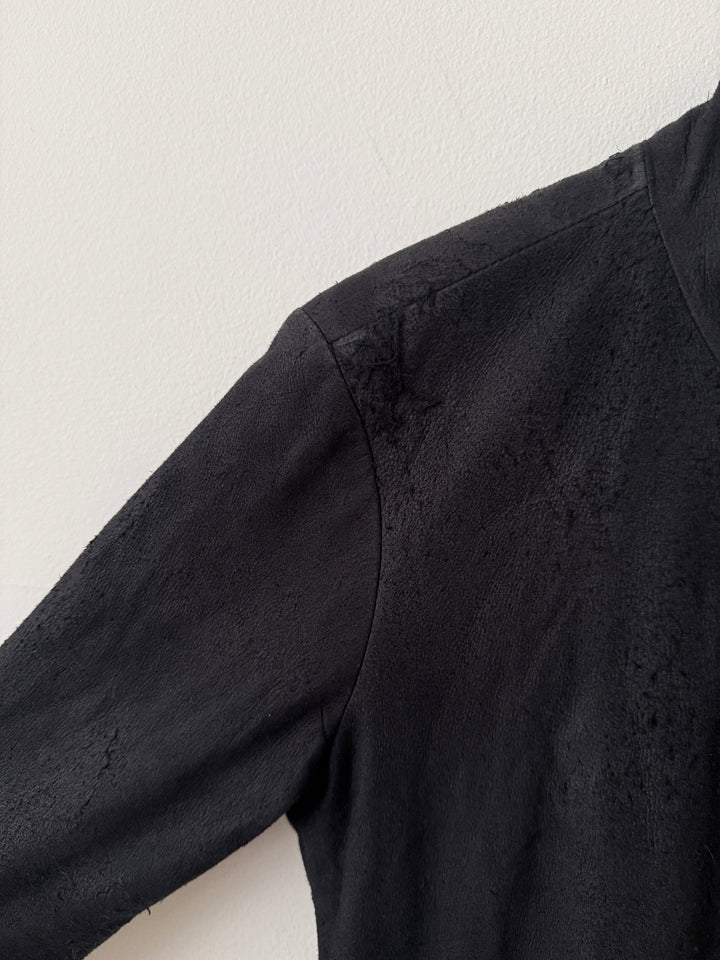 Blistered Leather Zip Up Jacket