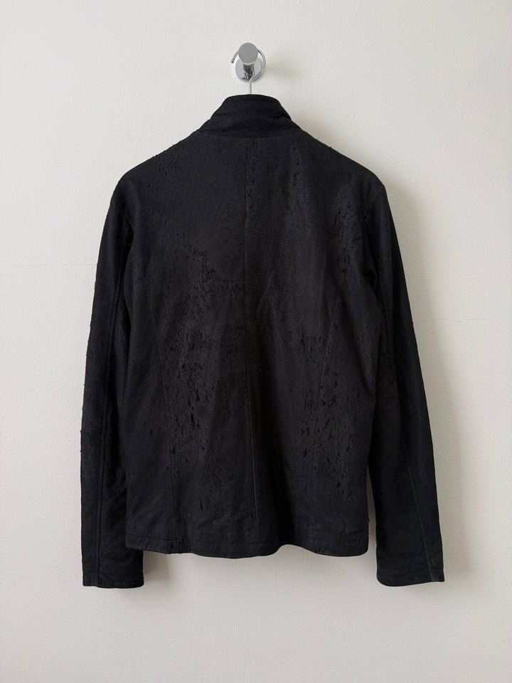 Blistered Leather Zip Up Jacket