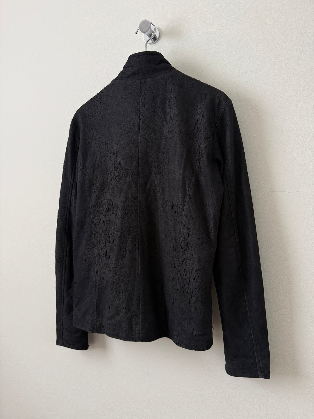 Blistered Leather Zip Up Jacket