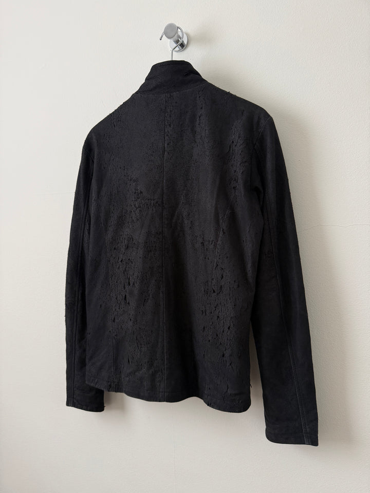 Blistered Leather Zip Up Jacket