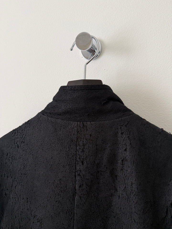 Blistered Leather Zip Up Jacket