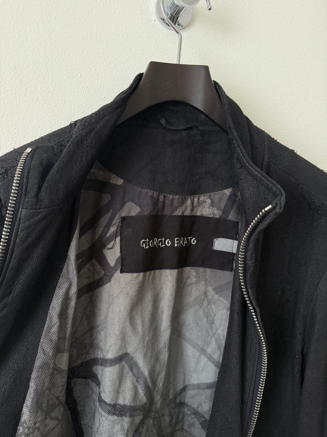 Blistered Leather Zip Up Jacket