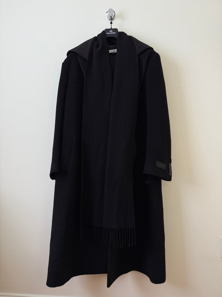 MM6 Wool-Blend Hooded Overcoat w/Scarf
