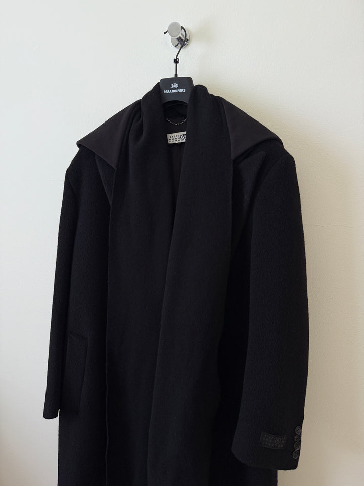 MM6 Wool-Blend Hooded Overcoat w/Scarf