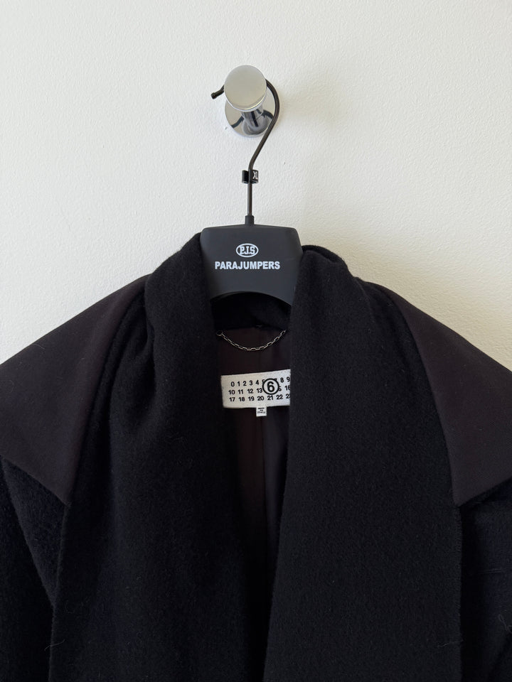 MM6 Wool-Blend Hooded Overcoat w/Scarf