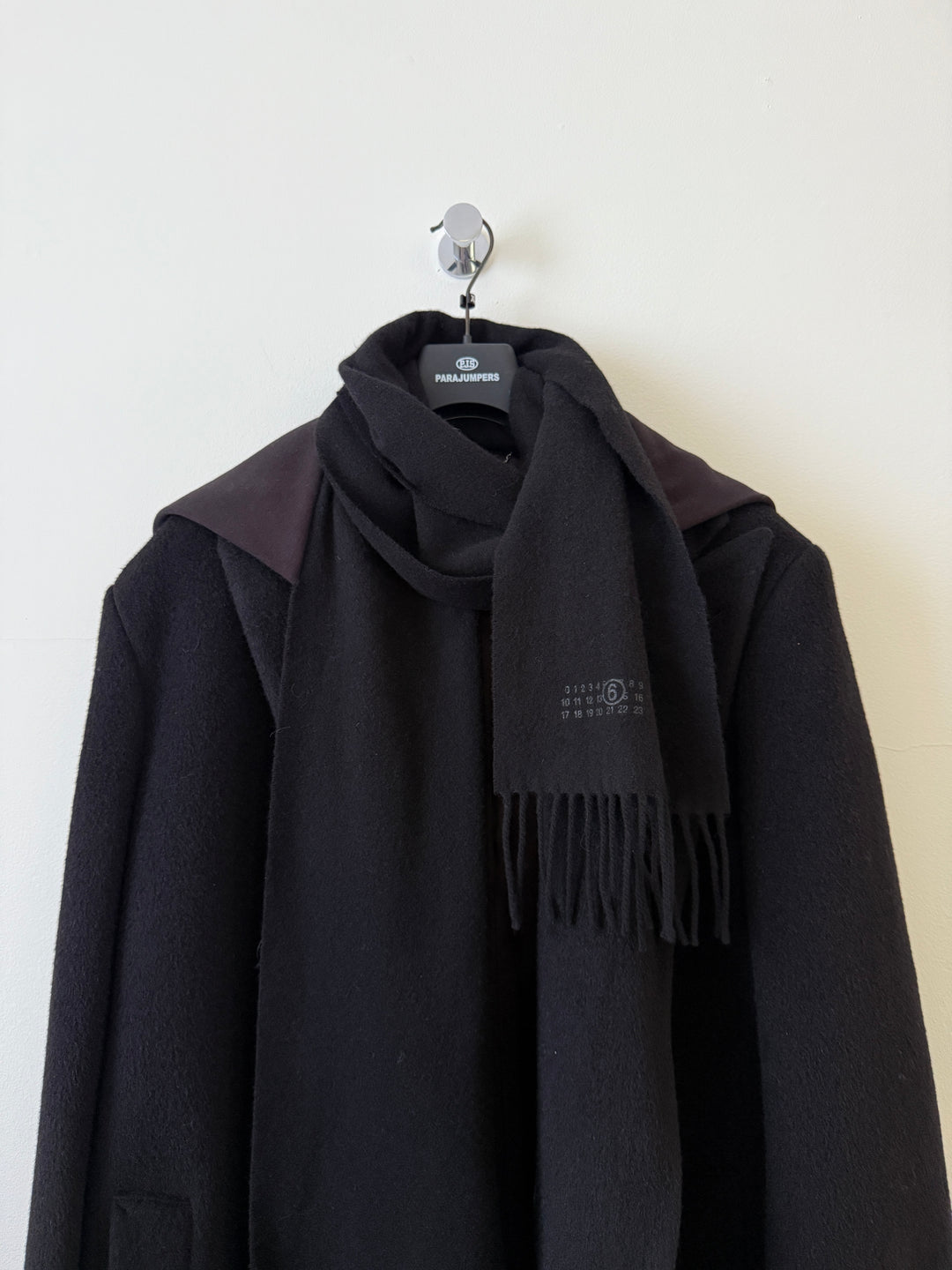 MM6 Wool-Blend Hooded Overcoat w/Scarf