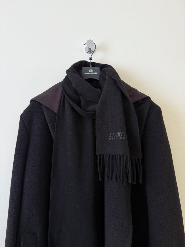 MM6 Wool-Blend Hooded Overcoat w/Scarf
