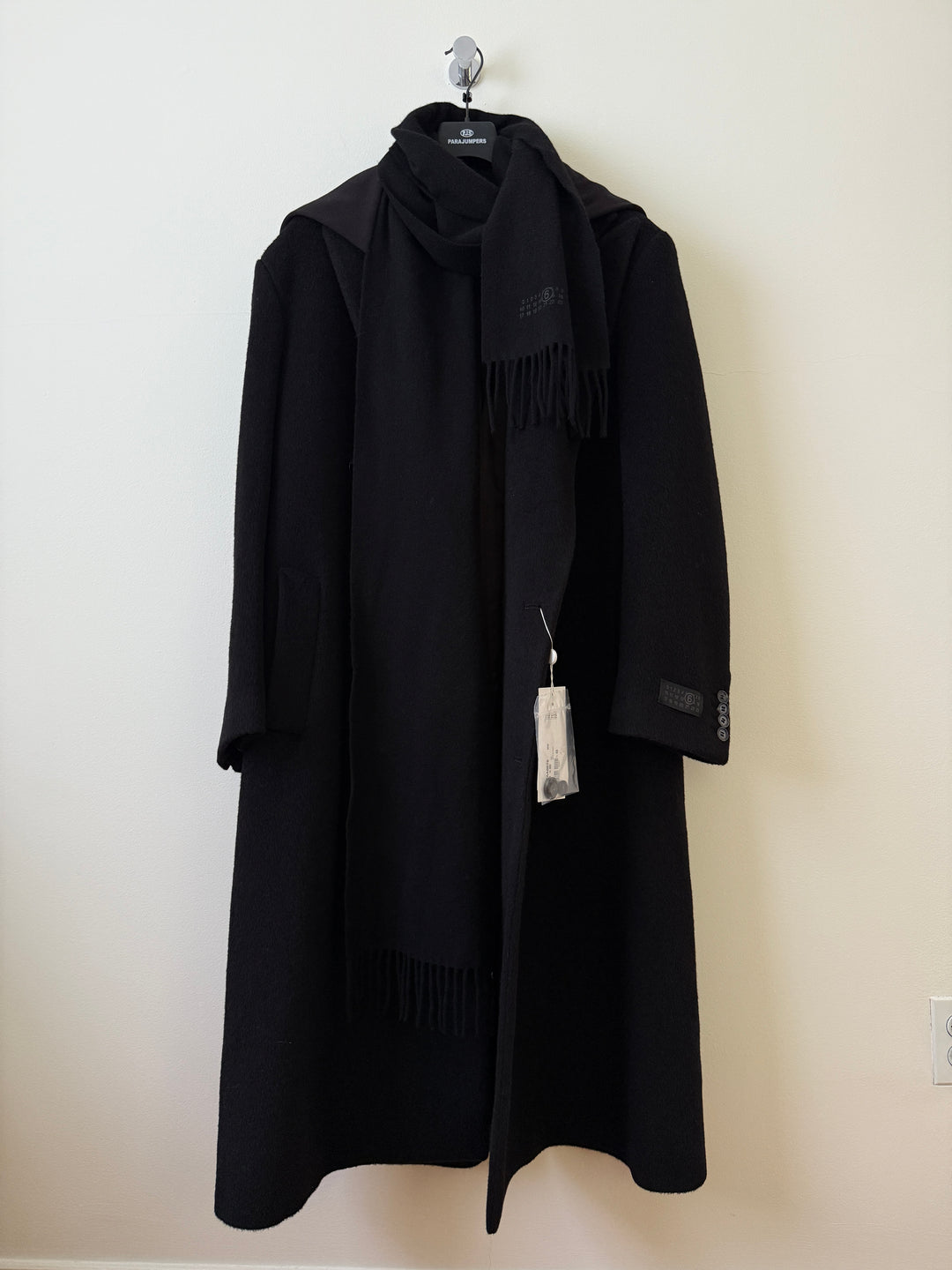 MM6 Wool-Blend Hooded Overcoat w/Scarf