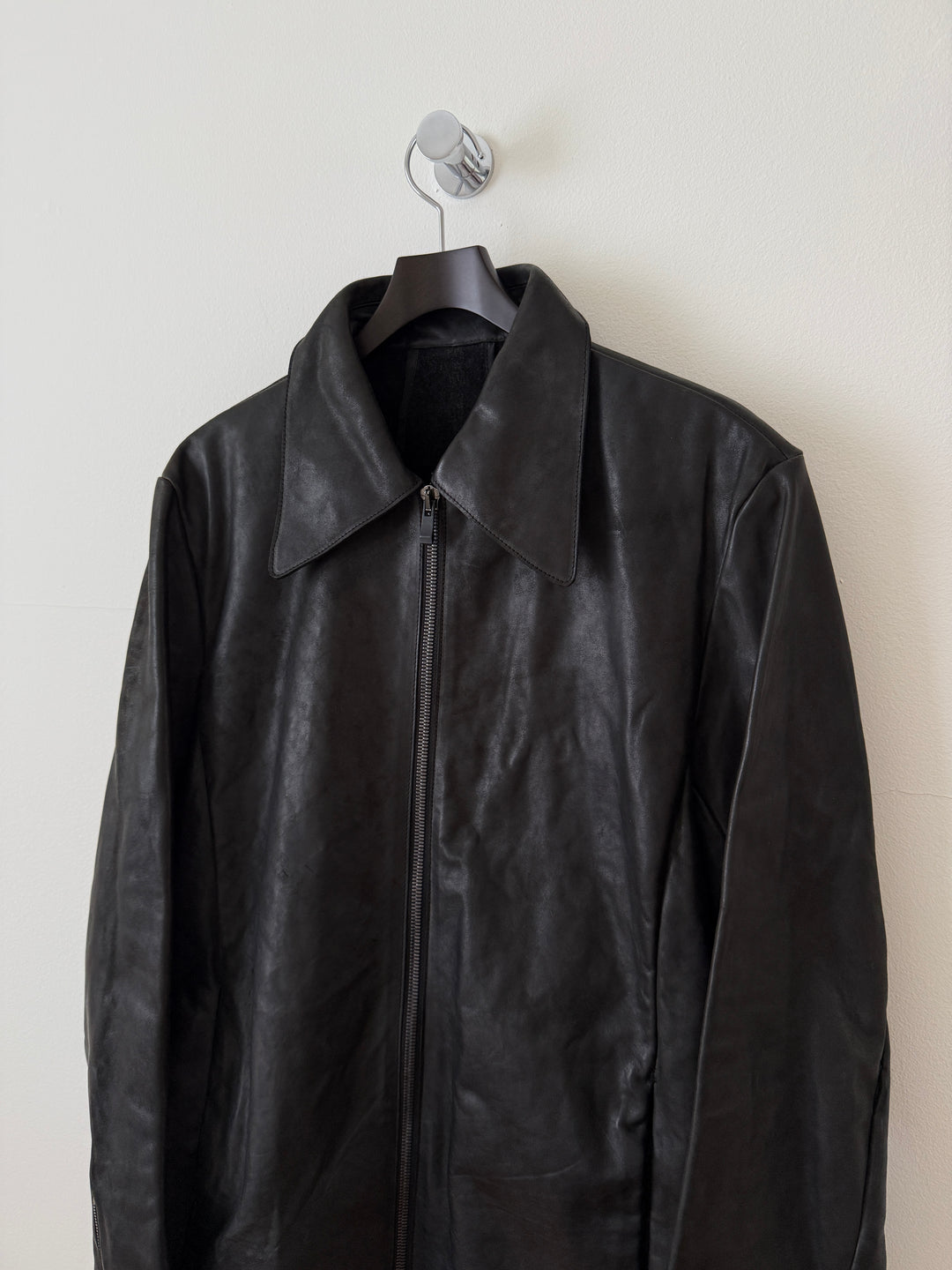 Horse Leather Moto Collared Jacket