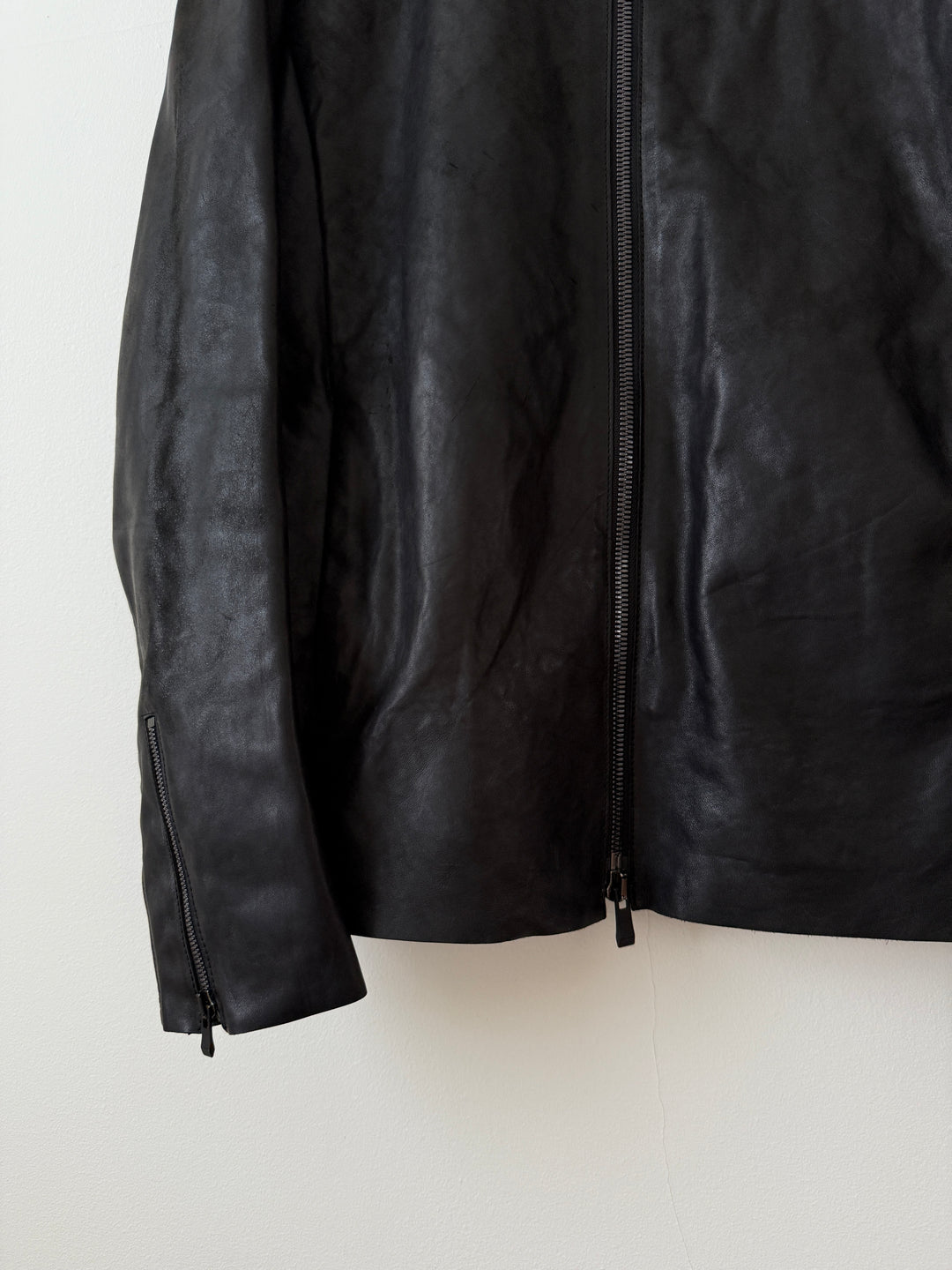 Horse Leather Moto Collared Jacket