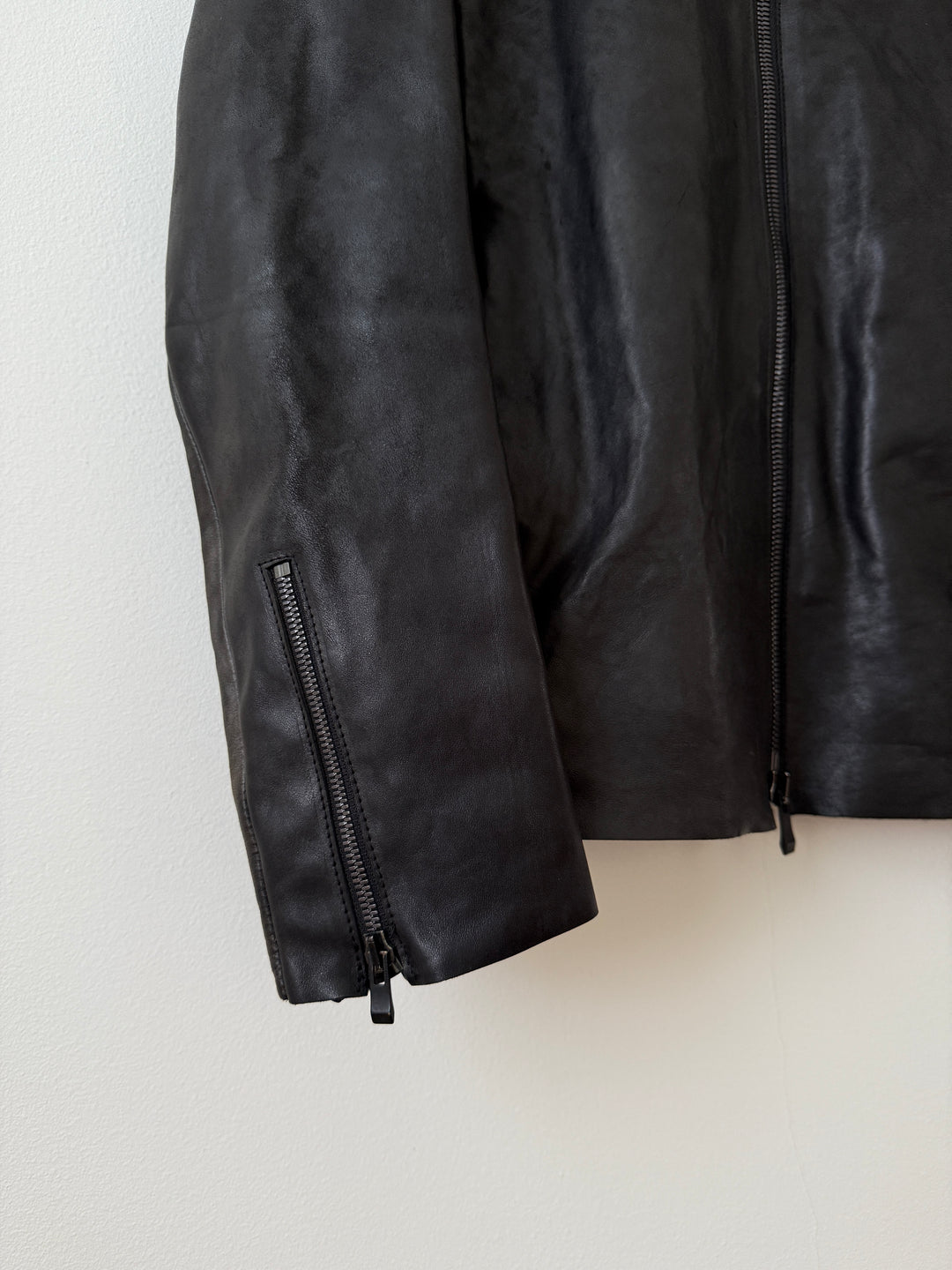 Horse Leather Moto Collared Jacket