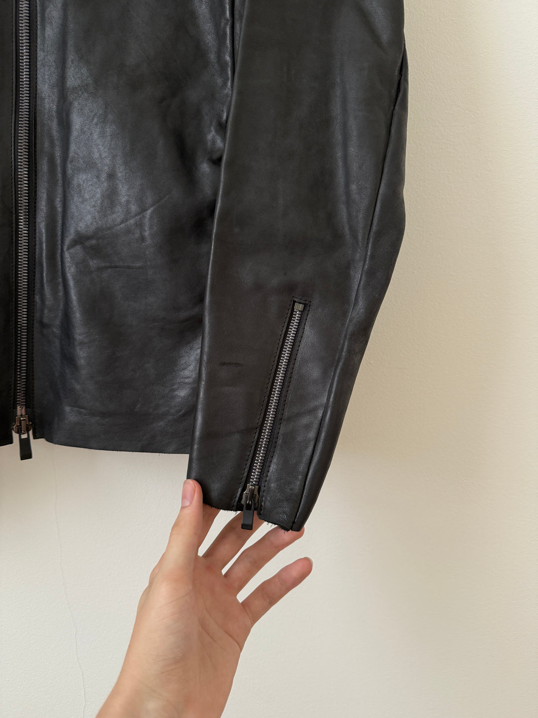 Horse Leather Moto Collared Jacket