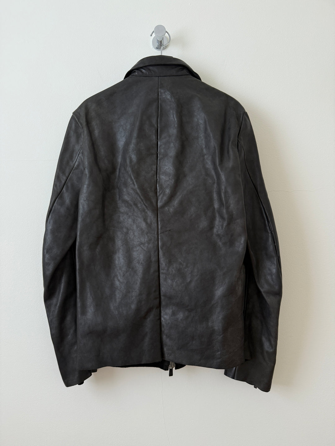 Horse Leather Moto Collared Jacket