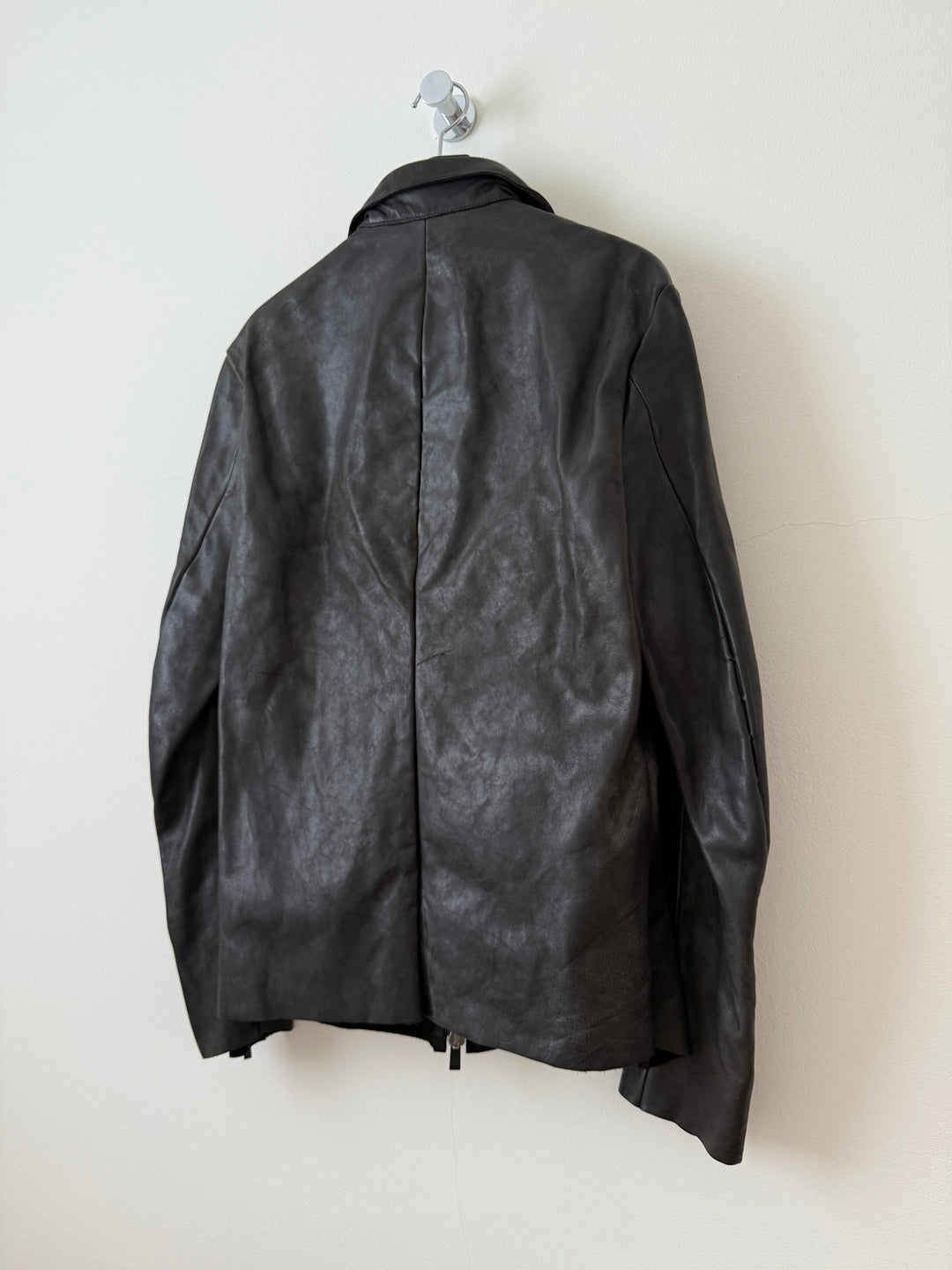 Horse Leather Moto Collared Jacket