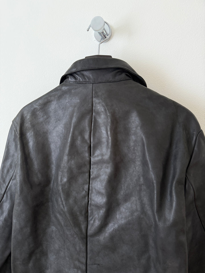 Horse Leather Moto Collared Jacket