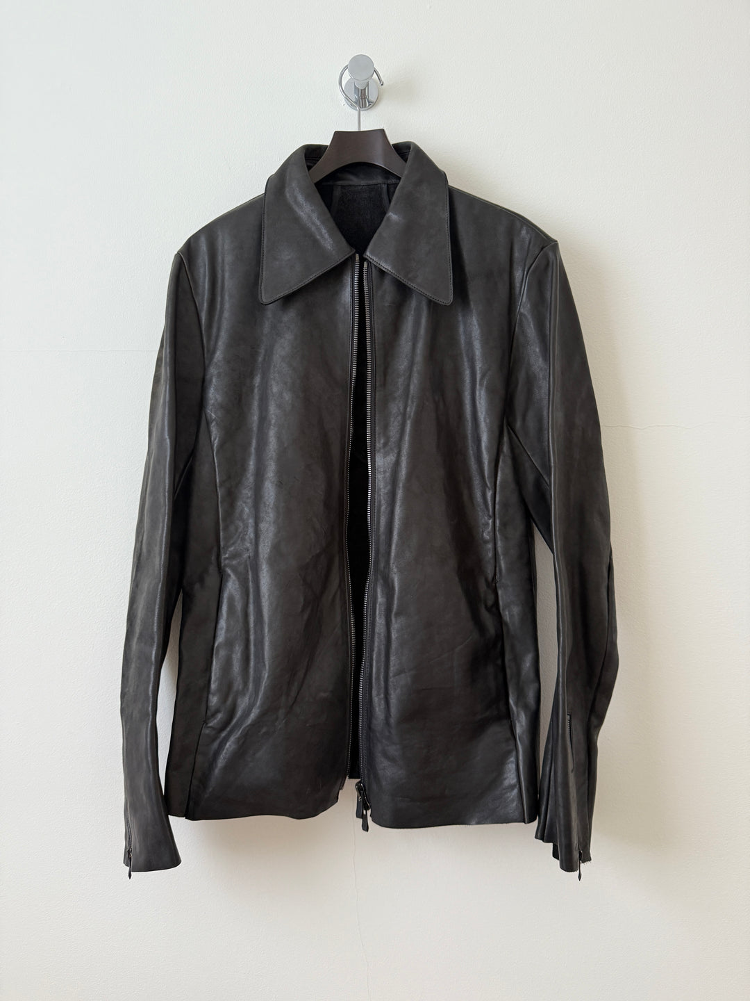 Horse Leather Moto Collared Jacket