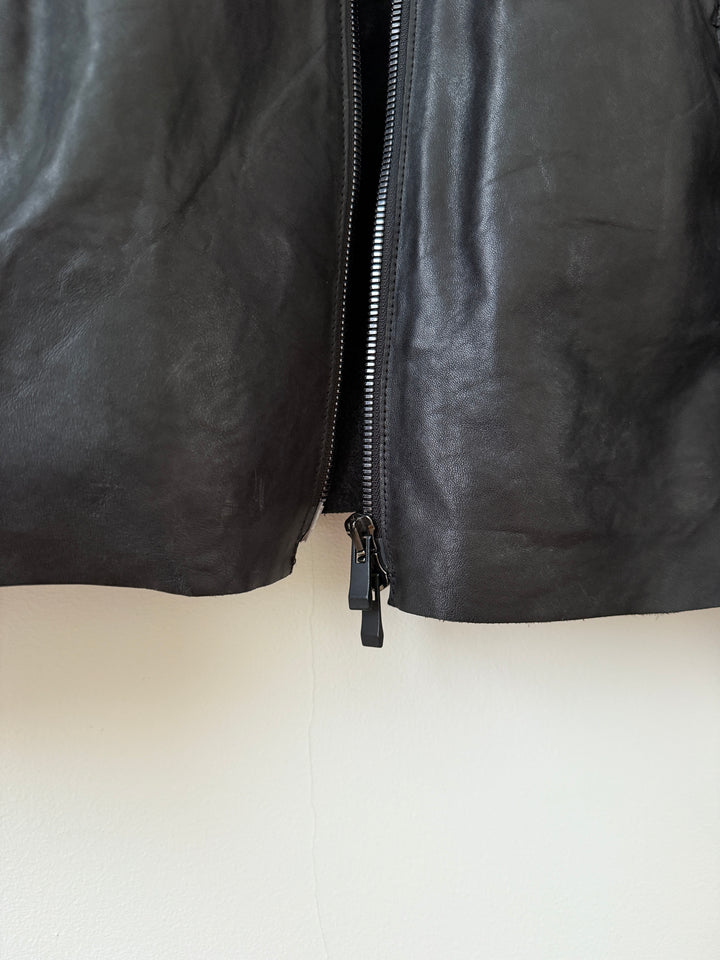 Horse Leather Moto Collared Jacket