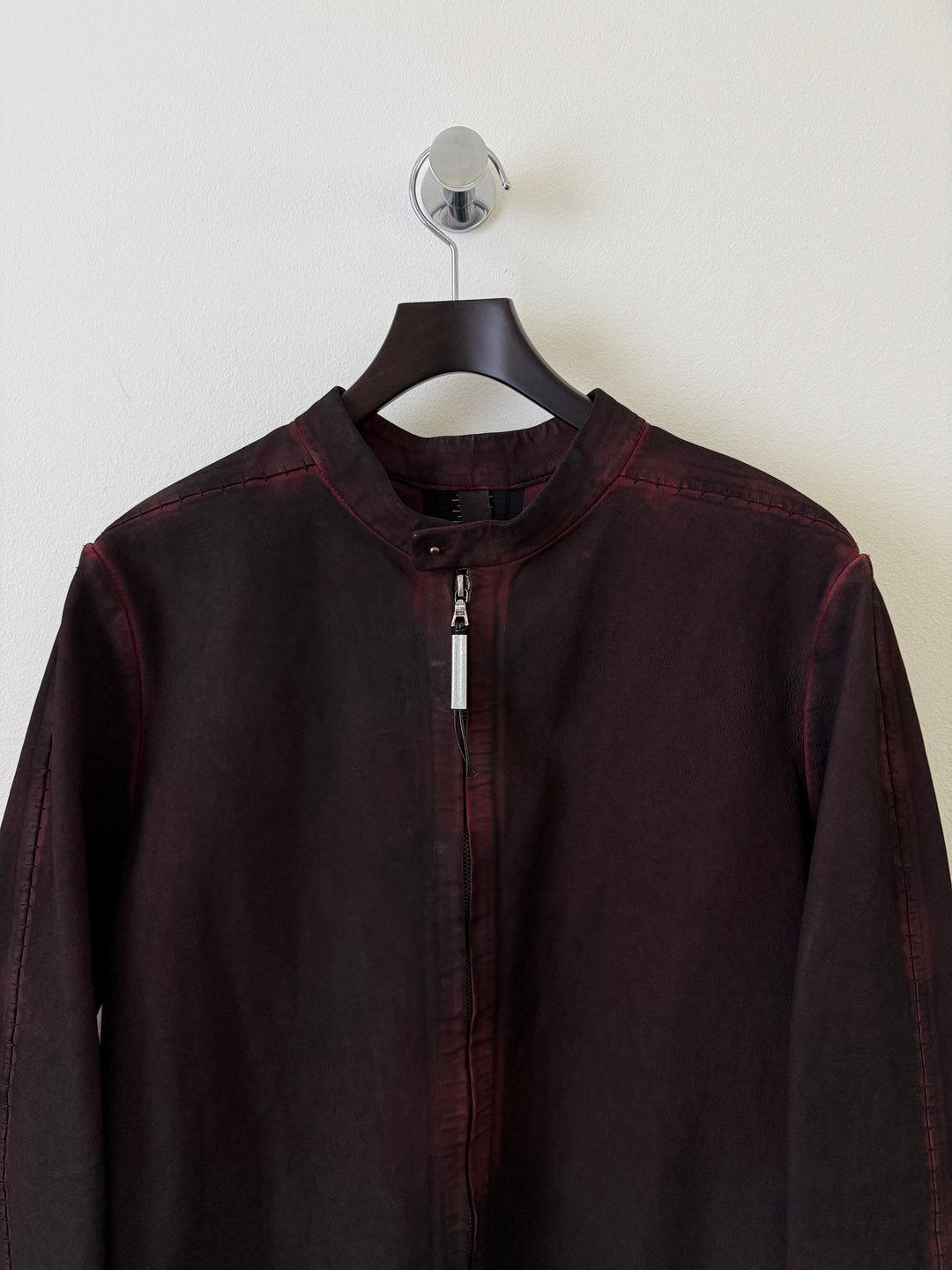 Staple Metal Spine Artisanal Leather Zip Up Jacket