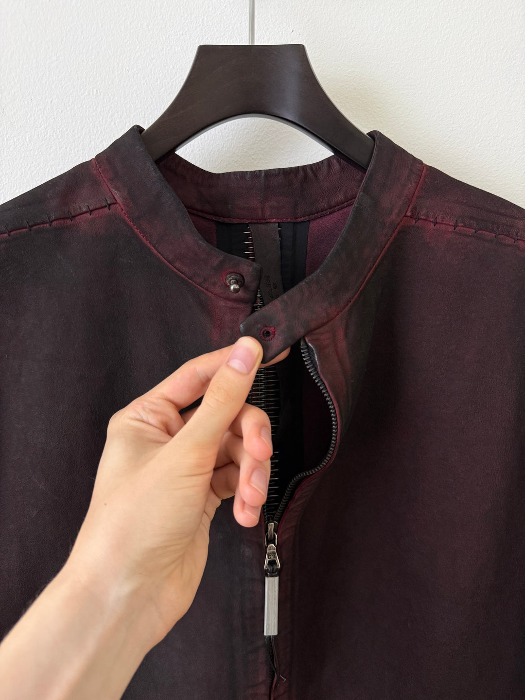 Staple Metal Spine Artisanal Leather Zip Up Jacket