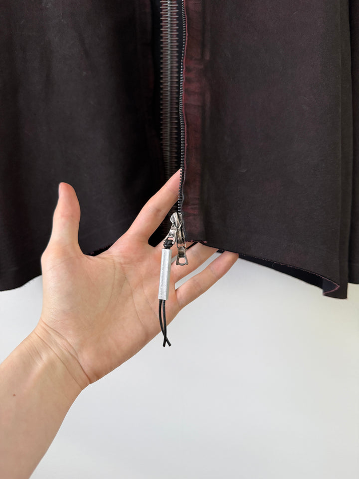 Staple Metal Spine Artisanal Leather Zip Up Jacket