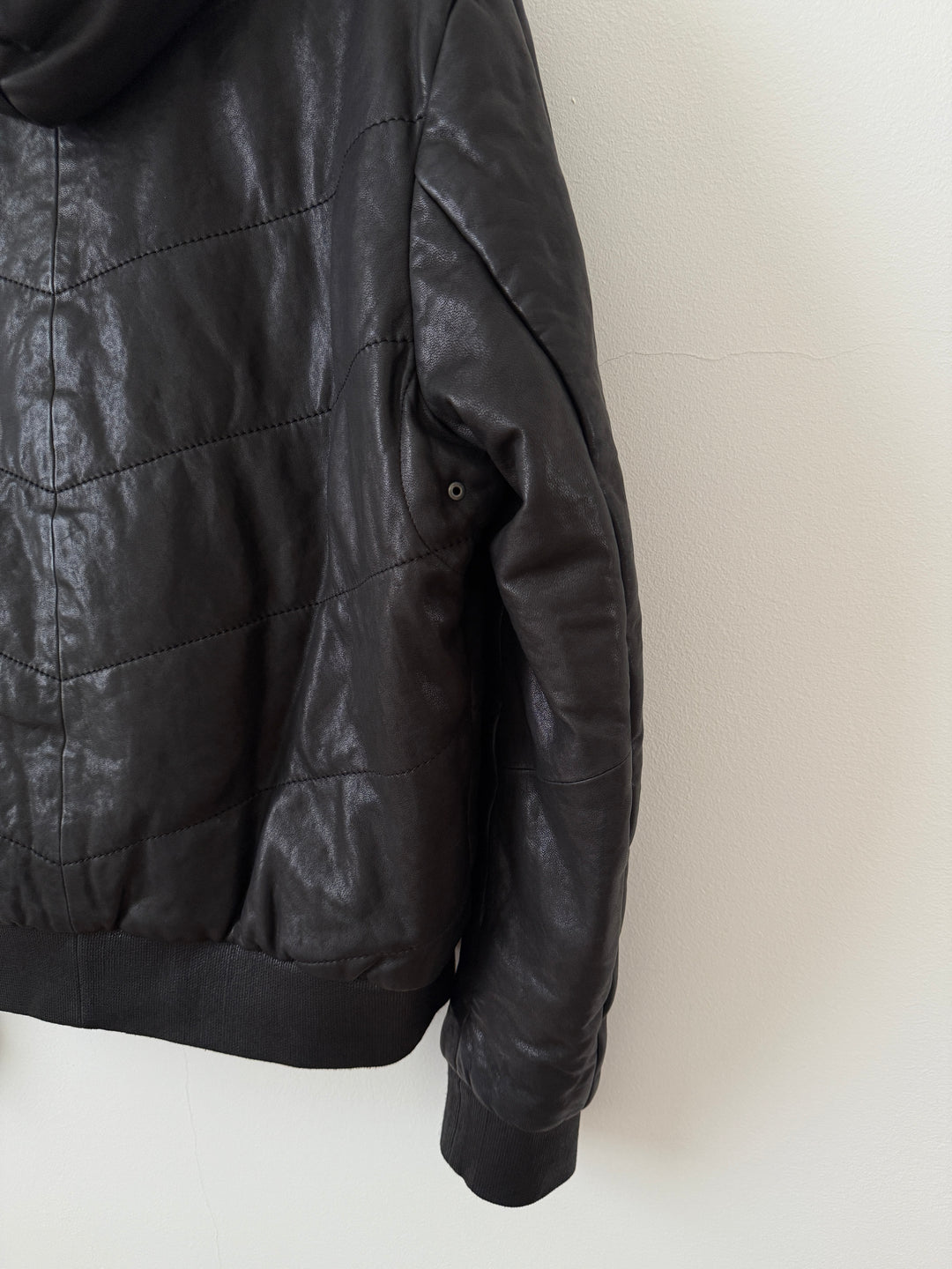 Lamb Leather Hooded Bomber Moto Jacket