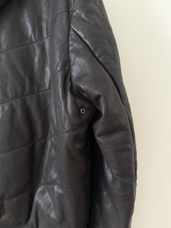 Lamb Leather Hooded Bomber Moto Jacket