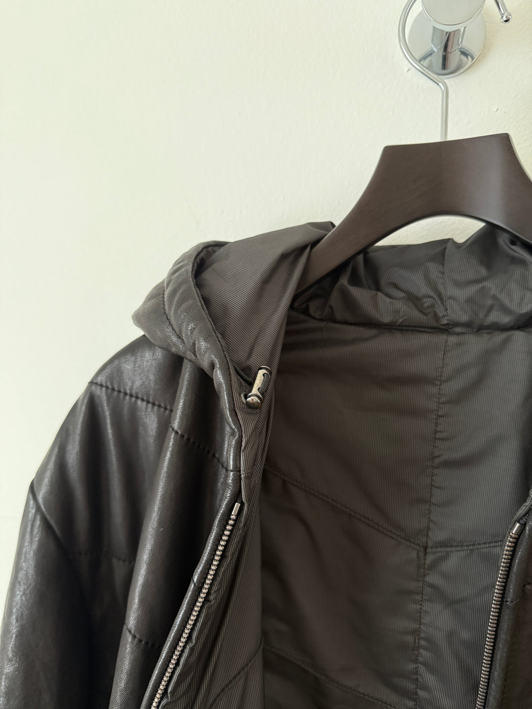 Lamb Leather Hooded Bomber Moto Jacket