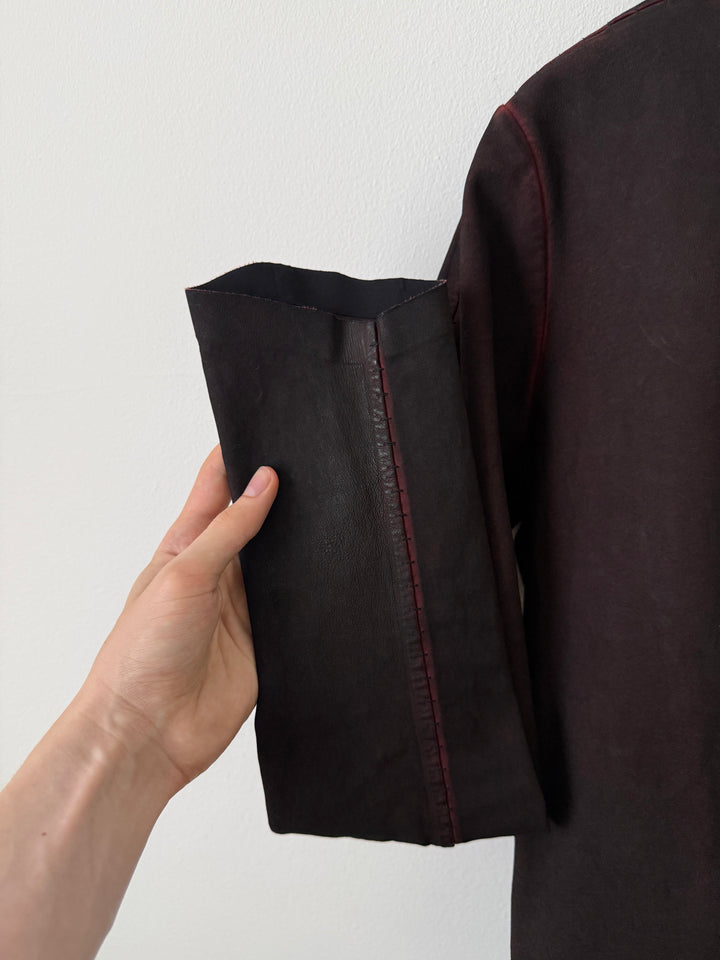 Staple Metal Spine Artisanal Leather Zip Up Jacket