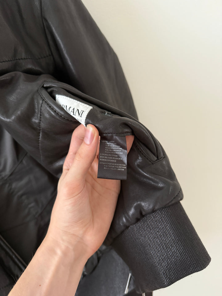 Lamb Leather Hooded Bomber Moto Jacket