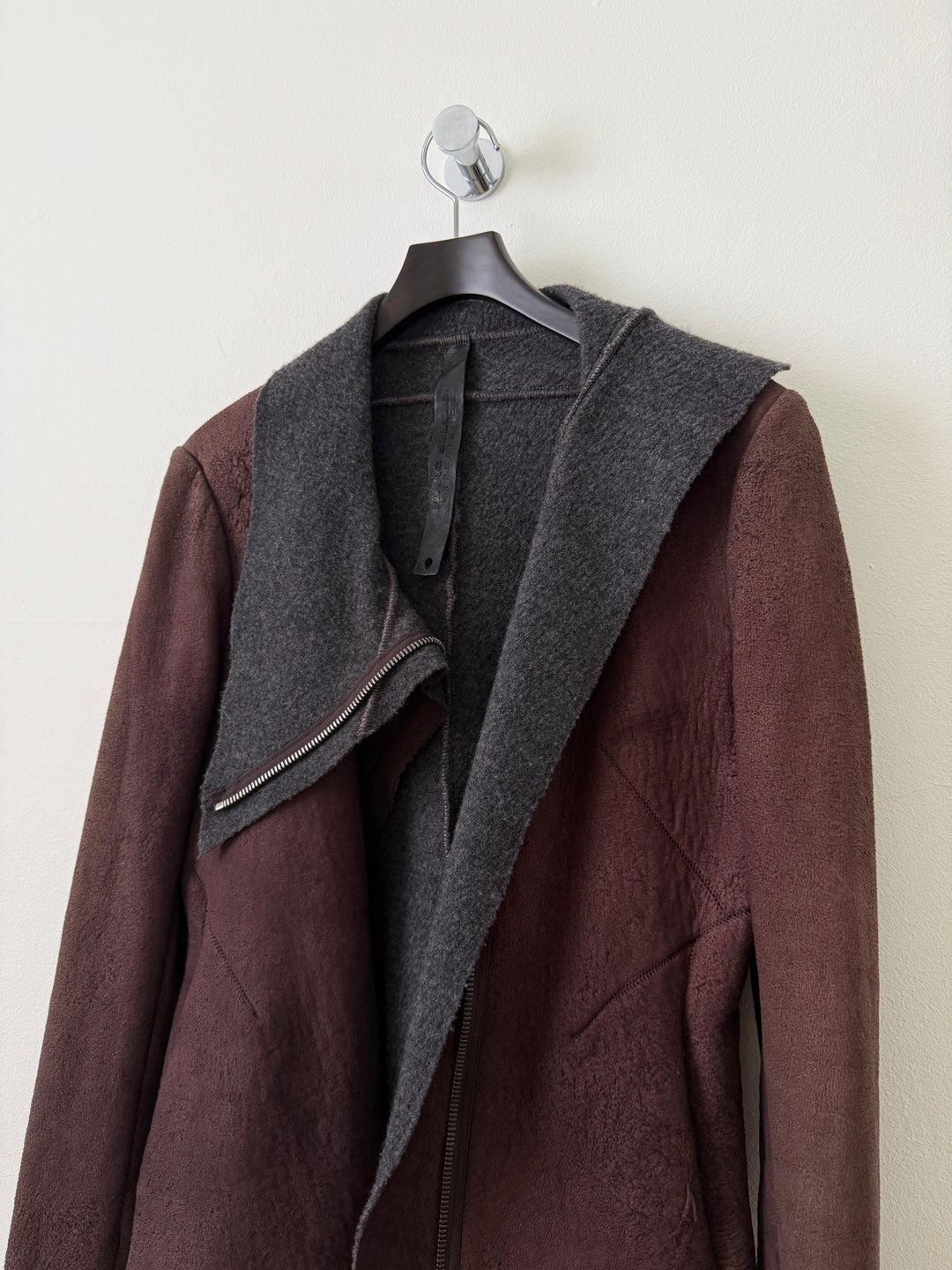 Lambskin Leather Asymmetrical Wool Lined Jacket