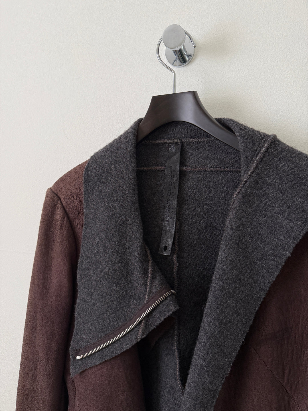 Lambskin Leather Asymmetrical Wool Lined Jacket