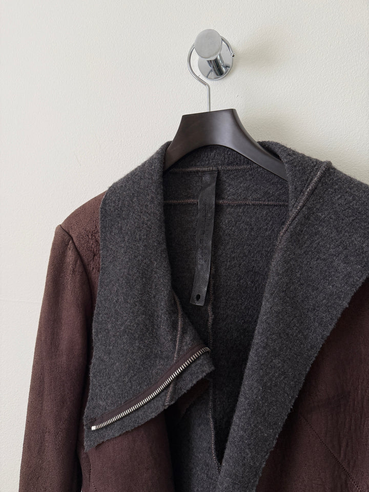 Lambskin Leather Asymmetrical Wool Lined Jacket