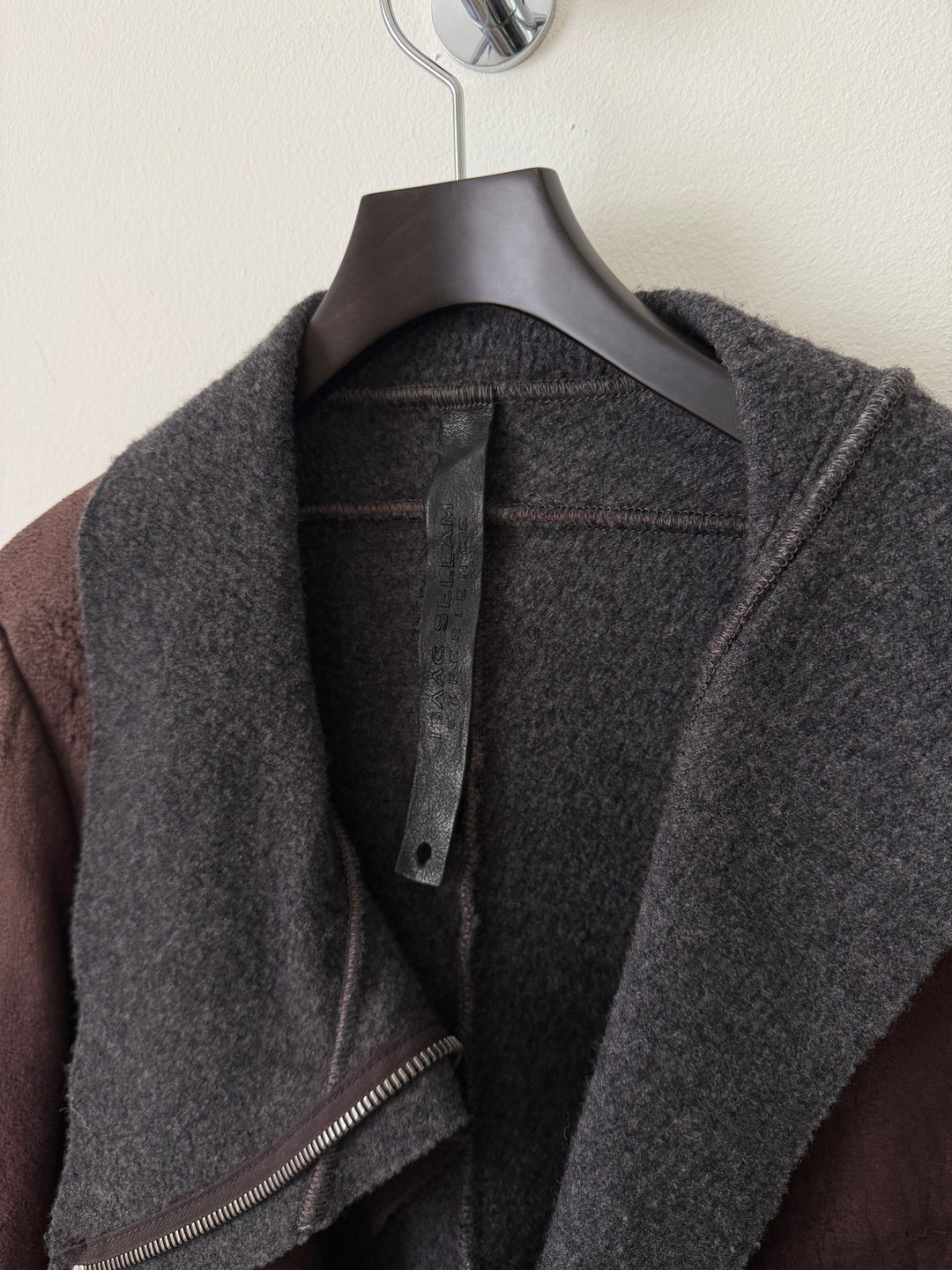 Lambskin Leather Asymmetrical Wool Lined Jacket