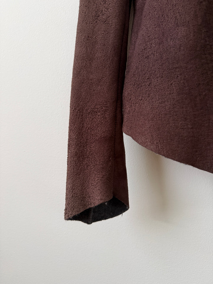 Lambskin Leather Asymmetrical Wool Lined Jacket