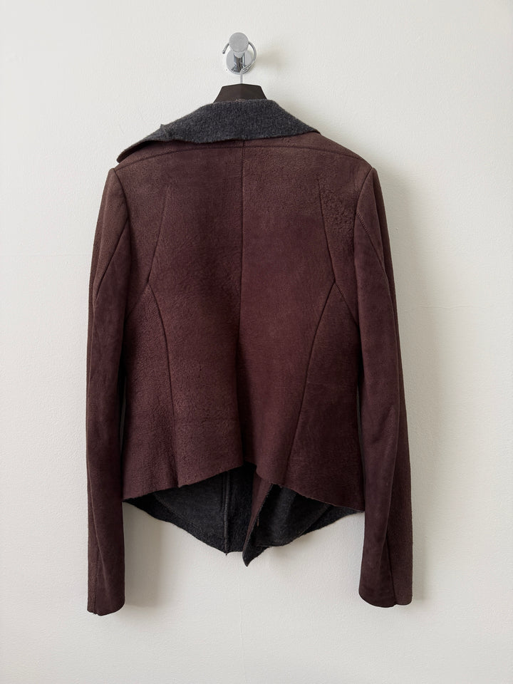 Lambskin Leather Asymmetrical Wool Lined Jacket