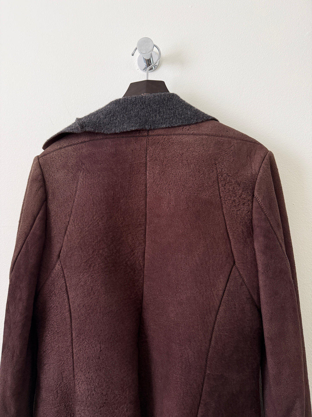 Lambskin Leather Asymmetrical Wool Lined Jacket