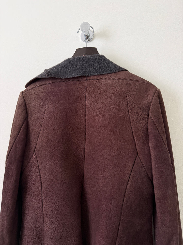 Lambskin Leather Asymmetrical Wool Lined Jacket