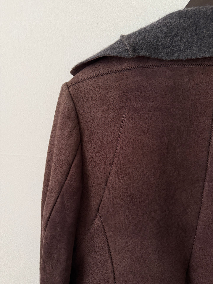 Lambskin Leather Asymmetrical Wool Lined Jacket