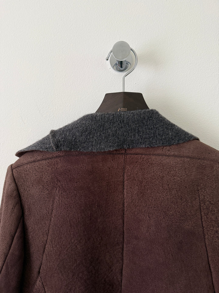 Lambskin Leather Asymmetrical Wool Lined Jacket