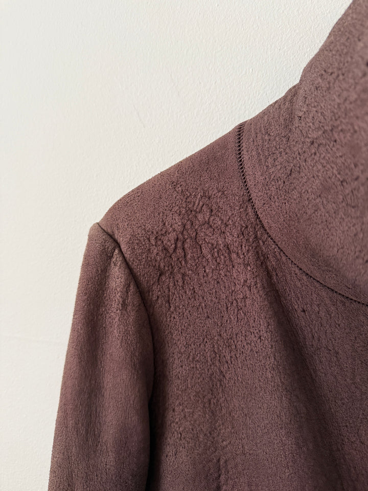Lambskin Leather Asymmetrical Wool Lined Jacket