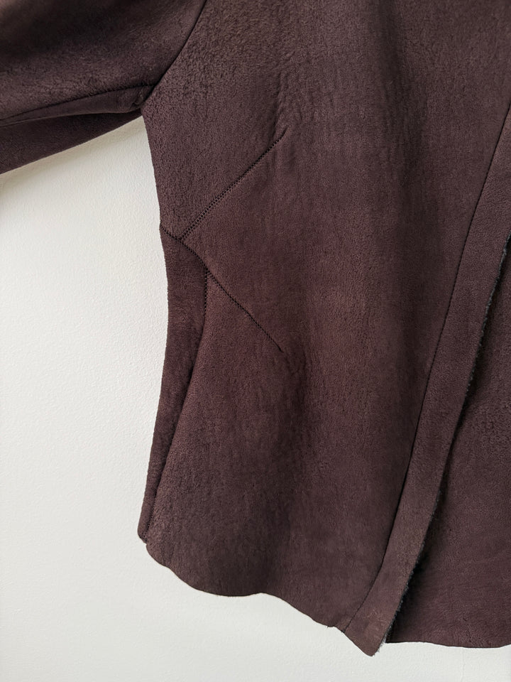 Lambskin Leather Asymmetrical Wool Lined Jacket