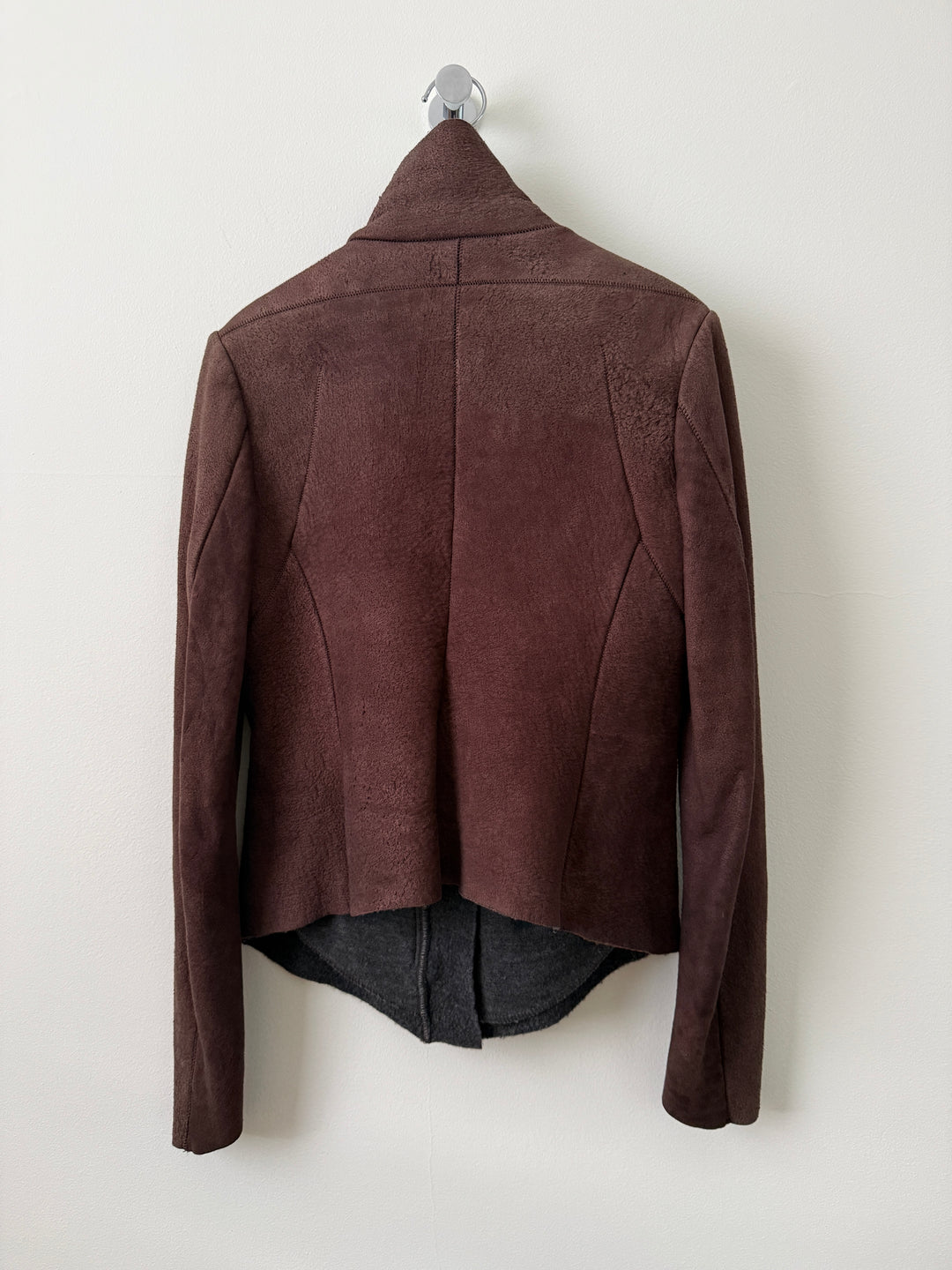 Lambskin Leather Asymmetrical Wool Lined Jacket