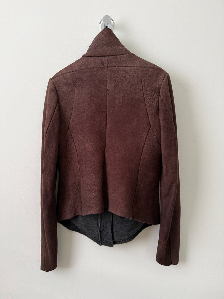 Lambskin Leather Asymmetrical Wool Lined Jacket